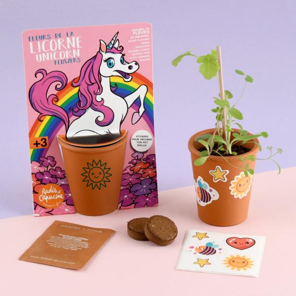 Radis et Capucine - Kit de jardinage enfant - Fleurs en mélange - Licorne - MEDIA_EN_SITUATION_1